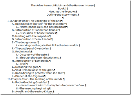 outline for novel